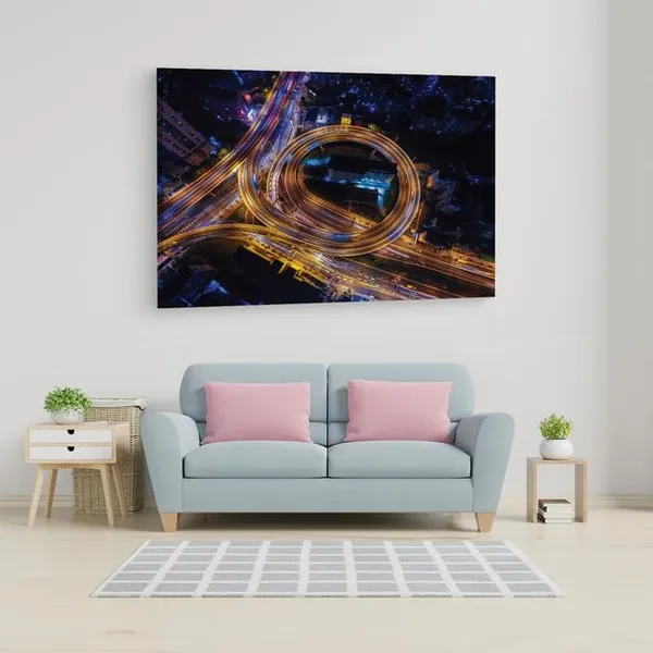 Multicolor_Traffic_Junction_Night,_Wooden_Framed_Canvas_Paintings_|_For_Home_Decor_|_Bedroom,_Living_Room,Wall_Decoration_|_Wall_Art_Painting,_Ct0449,_Size_16_X_24_In