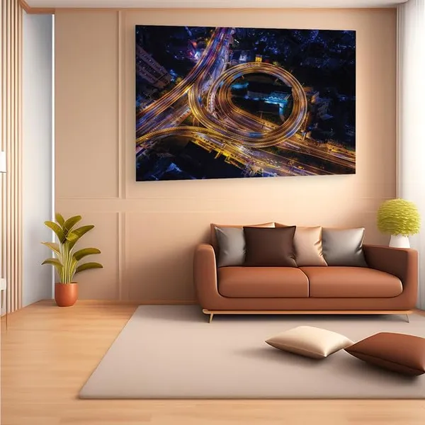Multicolor_Traffic_Junction_Night,_Wooden_Framed_Canvas_Paintings_|_For_Home_Decor_|_Bedroom,_Living_Room,Wall_Decoration_|_Wall_Art_Painting,_Ct0449,_Size_16_X_24_In