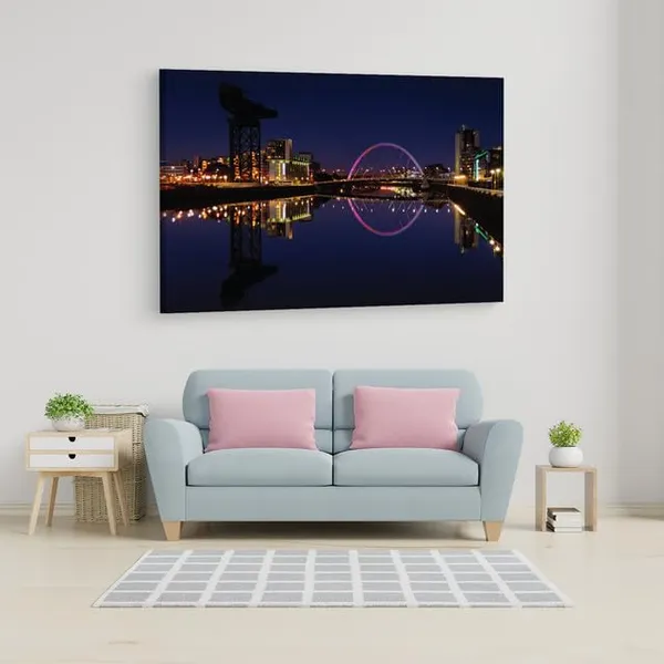 Multicolor_Glasgow_Clyde_Arc_Bridge_Canvas,_Wooden_Framed_Canvas_Paintings_|_For_Home_Decor_|_Bedroom,_Living_Room,Wall_Decoration_|_Wall_Art_Painting,_Ct0453,_Size_16_X_24_In