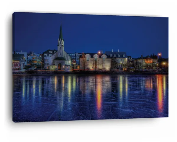 Multicolor_Frozen_Pond_Iceland_Reykjavik,_Wooden_Framed_Canvas_Paintings_|_For_Home_Decor_|_Bedroom,_Living_Room,Wall_Decoration_|_Wall_Art_Painting,_Ct0457,_Size_16_X_24_In