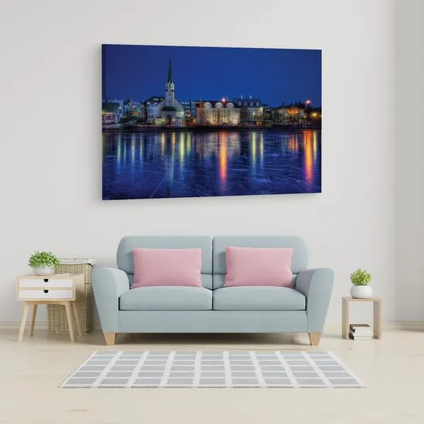 Multicolor_Frozen_Pond_Iceland_Reykjavik,_Wooden_Framed_Canvas_Paintings_|_For_Home_Decor_|_Bedroom,_Living_Room,Wall_Decoration_|_Wall_Art_Painting,_Ct0457,_Size_16_X_24_In
