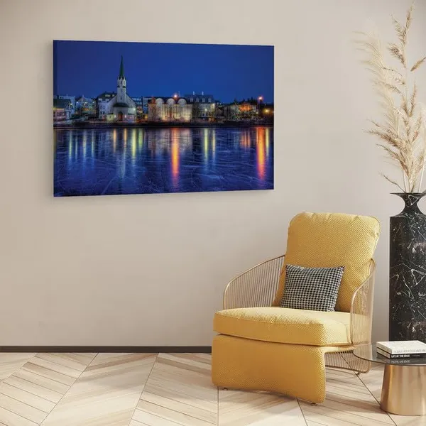 Multicolor_Frozen_Pond_Iceland_Reykjavik,_Wooden_Framed_Canvas_Paintings_|_For_Home_Decor_|_Bedroom,_Living_Room,Wall_Decoration_|_Wall_Art_Painting,_Ct0457,_Size_16_X_24_In