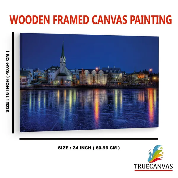 Multicolor_Frozen_Pond_Iceland_Reykjavik,_Wooden_Framed_Canvas_Paintings_|_For_Home_Decor_|_Bedroom,_Living_Room,Wall_Decoration_|_Wall_Art_Painting,_Ct0457,_Size_16_X_24_In