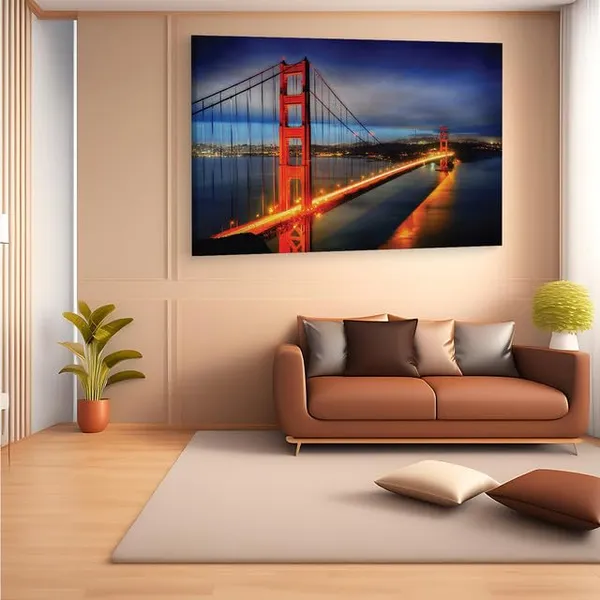 Multicolor_Golden_Gate_Bridge,_Wooden_Framed_Canvas_Paintings_|_For_Home_Decor_|_Bedroom,_Living_Room,Wall_Decoration_|_Wall_Art_Painting,_Ct0467,_Size_16_X_24_In