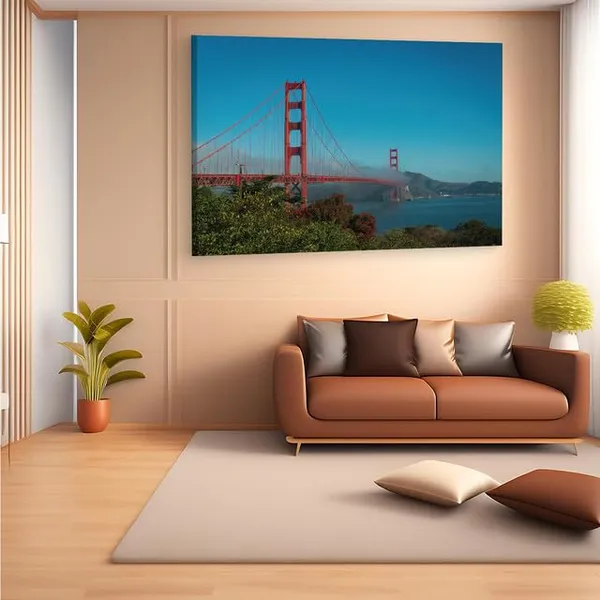 Multicolor_Golden_Gate_Bridge,_Wooden_Framed_Canvas_Paintings_|_For_Home_Decor_|_Bedroom,_Living_Room,Wall_Decoration_|_Wall_Art_Painting,_Ct0470,_Size_16_X_24_In