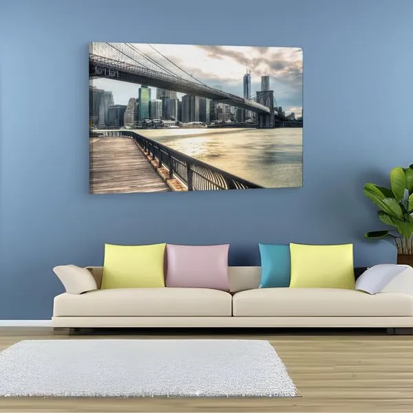 Multicolor_Brooklyn_Bridge,_Wooden_Framed_Canvas_Paintings_|_For_Home_Decor_|_Bedroom,_Living_Room,Wall_Decoration_|_Wall_Art_Painting,_Ct0476,_Size_16_X_24_In