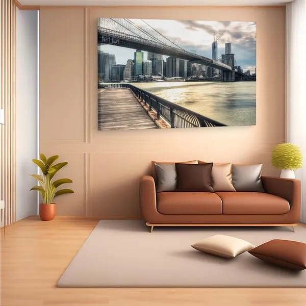 Multicolor_Brooklyn_Bridge,_Wooden_Framed_Canvas_Paintings_|_For_Home_Decor_|_Bedroom,_Living_Room,Wall_Decoration_|_Wall_Art_Painting,_Ct0476,_Size_16_X_24_In