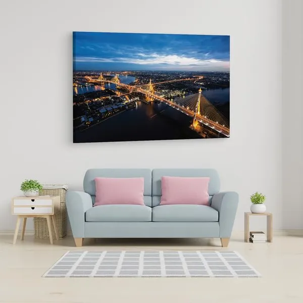 Multicolor_Bhumibol_Bridge,_Wooden_Framed_Canvas_Paintings_|_For_Home_Decor_|_Bedroom,_Living_Room,Wall_Decoration_|_Wall_Art_Painting,_Ct0479,_Size_16_X_24_In