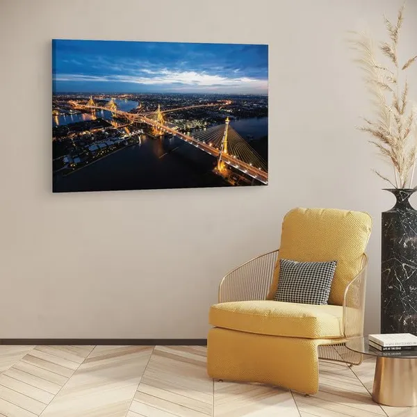 Multicolor_Bhumibol_Bridge,_Wooden_Framed_Canvas_Paintings_|_For_Home_Decor_|_Bedroom,_Living_Room,Wall_Decoration_|_Wall_Art_Painting,_Ct0479,_Size_16_X_24_In