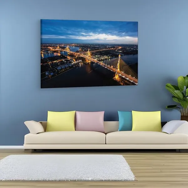 Multicolor_Bhumibol_Bridge,_Wooden_Framed_Canvas_Paintings_|_For_Home_Decor_|_Bedroom,_Living_Room,Wall_Decoration_|_Wall_Art_Painting,_Ct0479,_Size_16_X_24_In