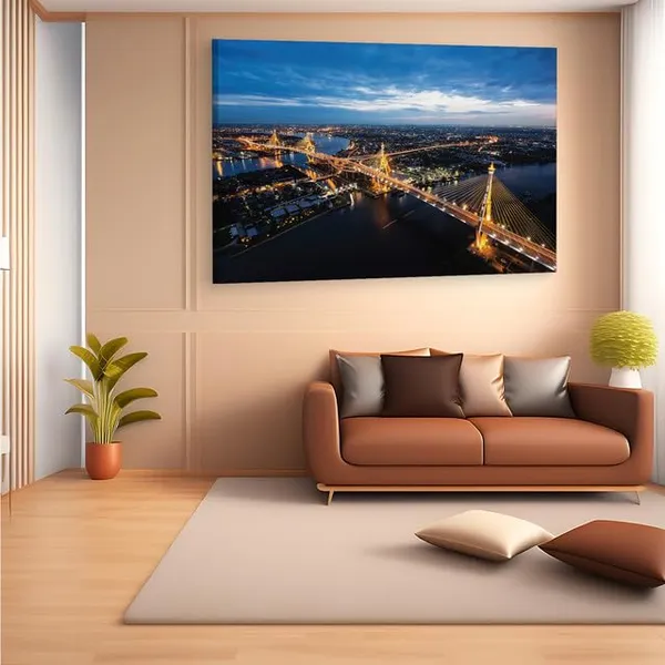 Multicolor_Bhumibol_Bridge,_Wooden_Framed_Canvas_Paintings_|_For_Home_Decor_|_Bedroom,_Living_Room,Wall_Decoration_|_Wall_Art_Painting,_Ct0479,_Size_16_X_24_In