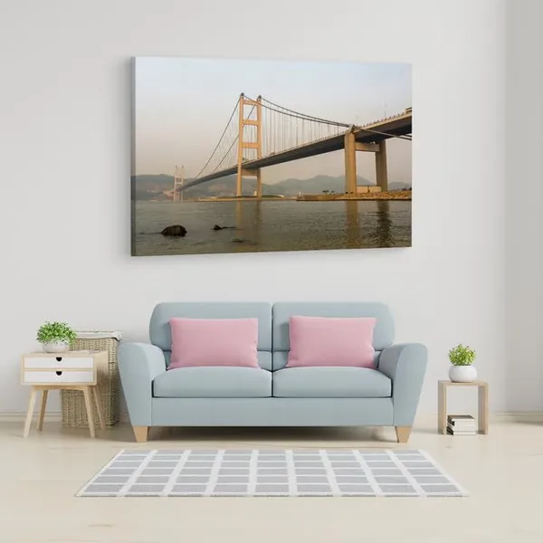Multicolor_Tsing_Ma_Bridge,_Wooden_Framed_Canvas_Paintings_|_For_Home_Decor_|_Bedroom,_Living_Room,Wall_Decoration_|_Wall_Art_Painting,_Ct0484,_Size_16_X_24_In