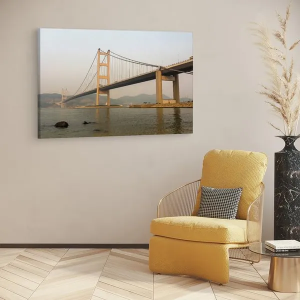 Multicolor_Tsing_Ma_Bridge,_Wooden_Framed_Canvas_Paintings_|_For_Home_Decor_|_Bedroom,_Living_Room,Wall_Decoration_|_Wall_Art_Painting,_Ct0484,_Size_16_X_24_In