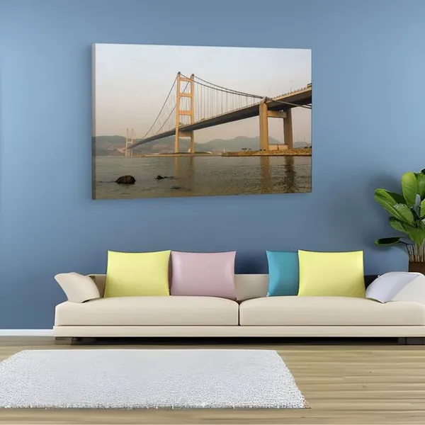 Multicolor_Tsing_Ma_Bridge,_Wooden_Framed_Canvas_Paintings_|_For_Home_Decor_|_Bedroom,_Living_Room,Wall_Decoration_|_Wall_Art_Painting,_Ct0484,_Size_16_X_24_In