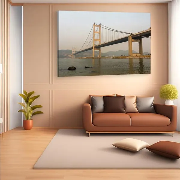 Multicolor_Tsing_Ma_Bridge,_Wooden_Framed_Canvas_Paintings_|_For_Home_Decor_|_Bedroom,_Living_Room,Wall_Decoration_|_Wall_Art_Painting,_Ct0484,_Size_16_X_24_In