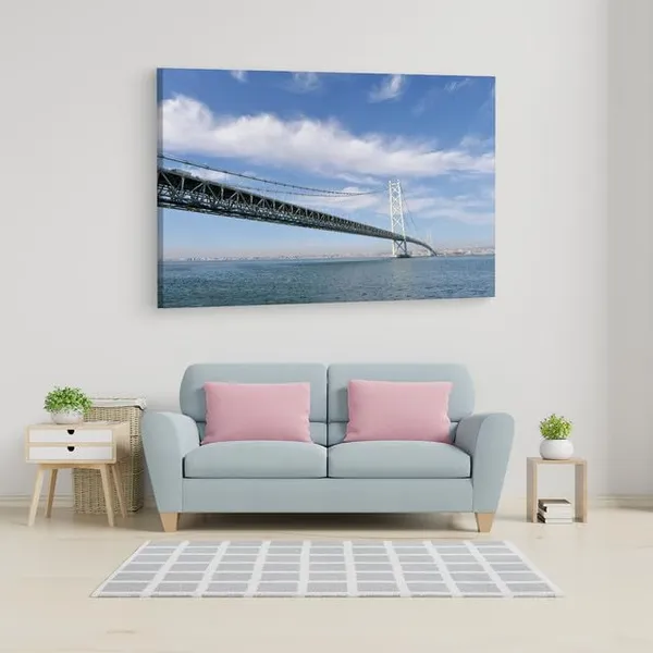 Multicolor_The_Akashi-Kaikyo_Bridge,_Wooden_Framed_Canvas_Paintings_|_For_Home_Decor_|_Bedroom,_Living_Room,Wall_Decoration_|_Wall_Art_Painting,_Ct0485,_Size_16_X_24_In