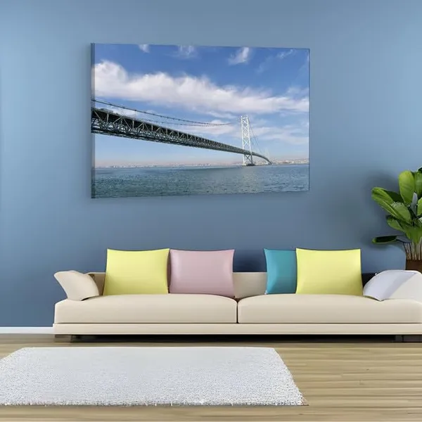 Multicolor_The_Akashi-Kaikyo_Bridge,_Wooden_Framed_Canvas_Paintings_|_For_Home_Decor_|_Bedroom,_Living_Room,Wall_Decoration_|_Wall_Art_Painting,_Ct0485,_Size_16_X_24_In