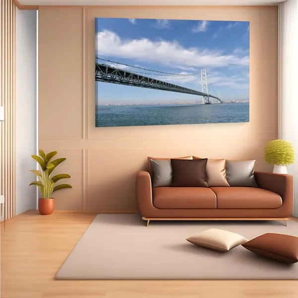 Multicolor_The_Akashi-Kaikyo_Bridge,_Wooden_Framed_Canvas_Paintings_|_For_Home_Decor_|_Bedroom,_Living_Room,Wall_Decoration_|_Wall_Art_Painting,_Ct0485,_Size_16_X_24_In