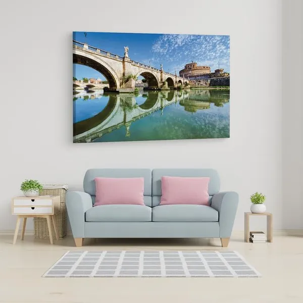 Multicolor_St._Angelo_Bridge,_Wooden_Framed_Canvas_Paintings_|_For_Home_Decor_|_Bedroom,_Living_Room,Wall_Decoration_|_Wall_Art_Painting,_Ct0487,_Size_16_X_24_In