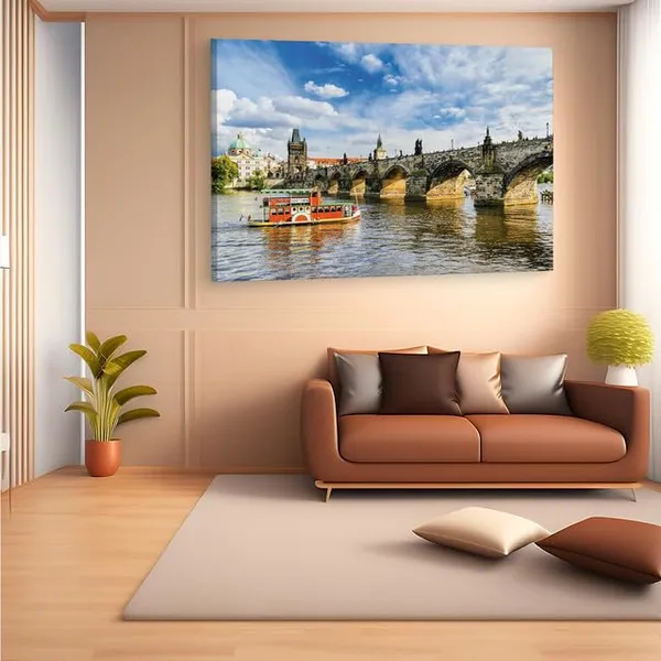Multicolor_Charles_Bridge,_Wooden_Framed_Canvas_Paintings_|_For_Home_Decor_|_Bedroom,_Living_Room,Wall_Decoration_|_Wall_Art_Painting,_Ct0488,_Size_16_X_24_In