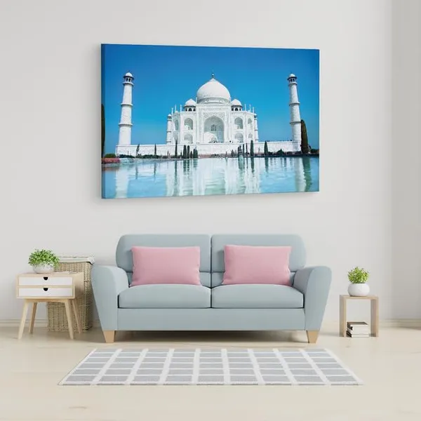 Multicolor_Taj_Mahal,_Wooden_Framed_Canvas_Paintings_|_For_Home_Decor_|_Bedroom,_Living_Room,Wall_Decoration_|_Wall_Art_Painting,_Ct0493,_Size_16_X_24_In