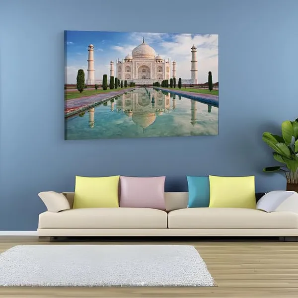 Multicolor_Taj_Mahal,_Wooden_Framed_Canvas_Paintings_|_For_Home_Decor_|_Bedroom,_Living_Room,Wall_Decoration_|_Wall_Art_Painting,_Ct0495,_Size_16_X_24_In