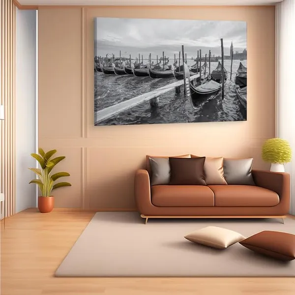 Multicolor_Venitian_Gondolas,_Wooden_Framed_Canvas_Paintings_|_For_Home_Decor_|_Bedroom,_Living_Room,Wall_Decoration_|_Wall_Art_Painting,_Ct0509,_Size_16_X_24_In