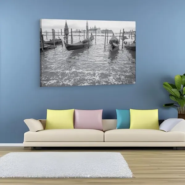 Multicolor_Venitian_Gondolas,_Wooden_Framed_Canvas_Paintings_|_For_Home_Decor_|_Bedroom,_Living_Room,Wall_Decoration_|_Wall_Art_Painting,_Ct0510,_Size_16_X_24_In