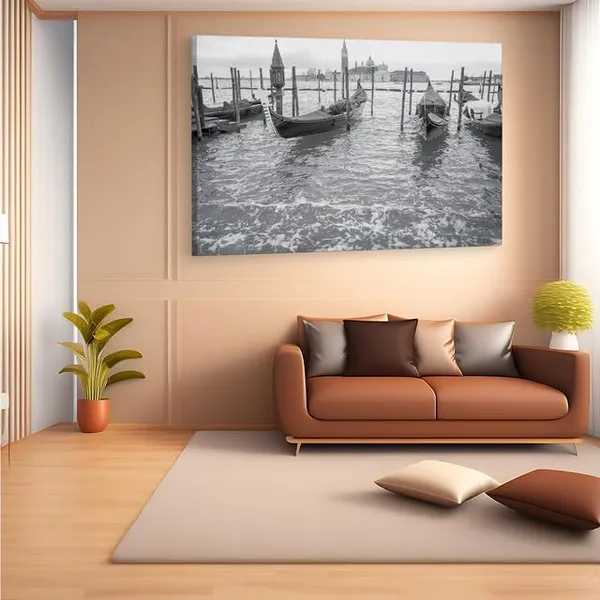 Multicolor_Venitian_Gondolas,_Wooden_Framed_Canvas_Paintings_|_For_Home_Decor_|_Bedroom,_Living_Room,Wall_Decoration_|_Wall_Art_Painting,_Ct0510,_Size_16_X_24_In