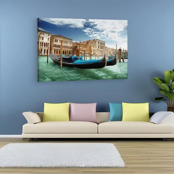 Multicolor_Vliesov?_Fototapeta_Gondoly_V_Ben?Tk?Ch,_Wooden_Framed_Canvas_Paintings_|_For_Home_Decor_|_Bedroom,_Living_Room,Wall_Decoration_|_Wall_Art_Painting,_Ct0524,_Size_16_X_24_In