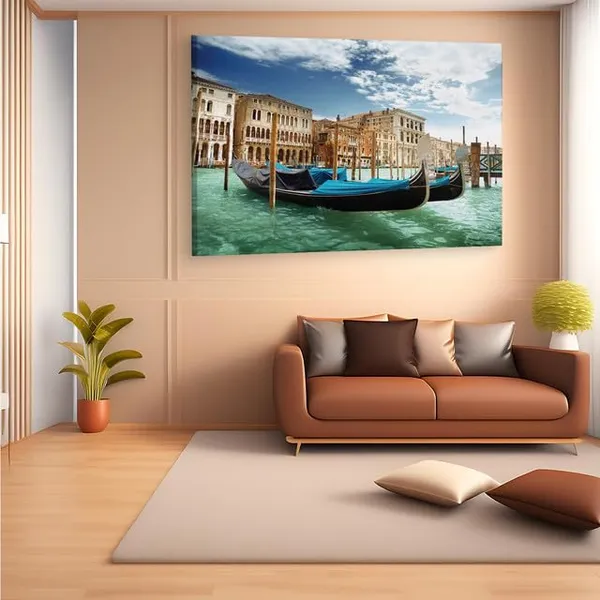 Multicolor_Vliesov?_Fototapeta_Gondoly_V_Ben?Tk?Ch,_Wooden_Framed_Canvas_Paintings_|_For_Home_Decor_|_Bedroom,_Living_Room,Wall_Decoration_|_Wall_Art_Painting,_Ct0524,_Size_16_X_24_In