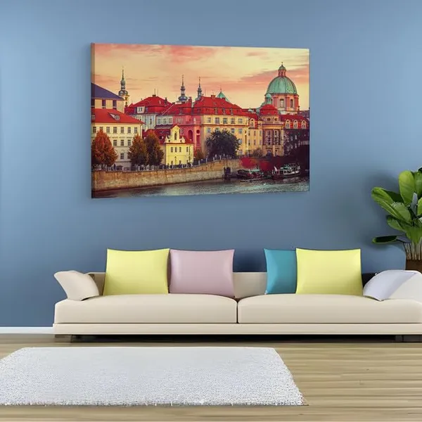 Multicolor_Prague,_Czech_Republic,_City,_Wooden_Framed_Canvas_Paintings_|_For_Home_Decor_|_Bedroom,_Living_Room,Wall_Decoration_|_Wall_Art_Painting,_Ct0543,_Size_16_X_24_In