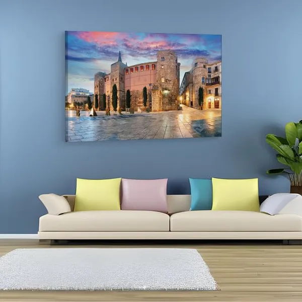 Multicolor_Roman_Gate_Barcelona_Spain,_Wooden_Framed_Canvas_Paintings_|_For_Home_Decor_|_Bedroom,_Living_Room,Wall_Decoration_|_Wall_Art_Painting,_Ct0545,_Size_16_X_24_In