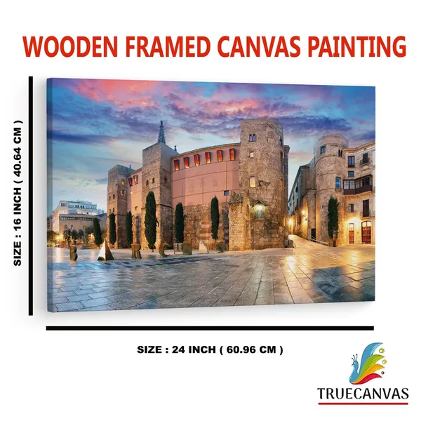 Multicolor_Roman_Gate_Barcelona_Spain,_Wooden_Framed_Canvas_Paintings_|_For_Home_Decor_|_Bedroom,_Living_Room,Wall_Decoration_|_Wall_Art_Painting,_Ct0545,_Size_16_X_24_In