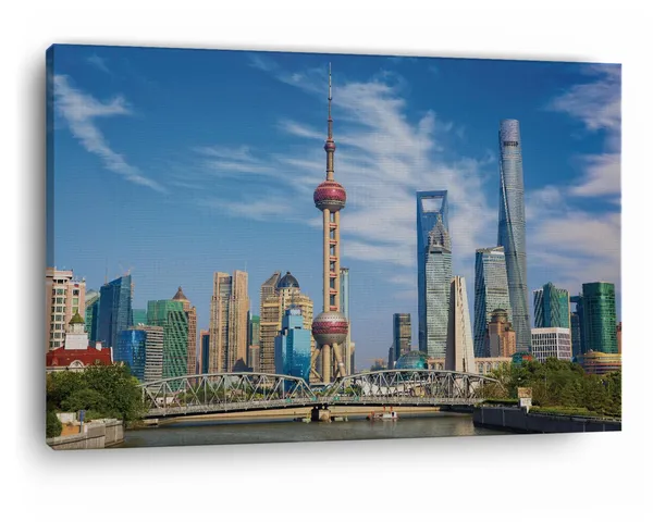 Multicolor_Oriental_Pearl_Tv_Tower,_Wooden_Framed_Canvas_Paintings_|_For_Home_Decor_|_Bedroom,_Living_Room,Wall_Decoration_|_Wall_Art_Painting,_Ct0547,_Size_16_X_24_In