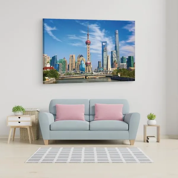 Multicolor_Oriental_Pearl_Tv_Tower,_Wooden_Framed_Canvas_Paintings_|_For_Home_Decor_|_Bedroom,_Living_Room,Wall_Decoration_|_Wall_Art_Painting,_Ct0547,_Size_16_X_24_In