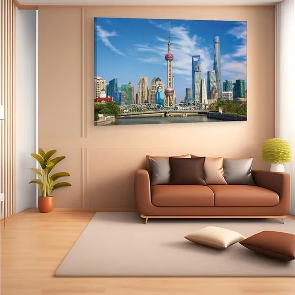 Multicolor_Oriental_Pearl_Tv_Tower,_Wooden_Framed_Canvas_Paintings_|_For_Home_Decor_|_Bedroom,_Living_Room,Wall_Decoration_|_Wall_Art_Painting,_Ct0547,_Size_16_X_24_In