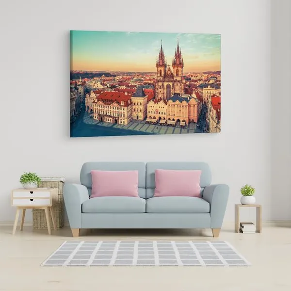 Multicolor_Church_Of_Our_Lady_Be|_Fore_T?N,_Wooden_Framed_Canvas_Paintings_|_For_Home_Decor_|_Bedroom,_Living_Room,Wall_Decoration_|_Wall_Art_Painting,_Ct0550,_Size_16_X_24_In