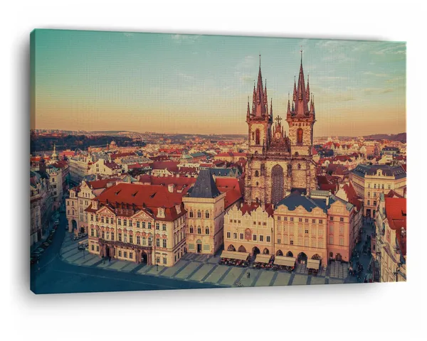 Multicolor_Church_Of_Our_Lady_Be|_Fore_T?N,_Wooden_Framed_Canvas_Paintings_|_For_Home_Decor_|_Bedroom,_Living_Room,Wall_Decoration_|_Wall_Art_Painting,_Ct0550,_Size_16_X_24_In