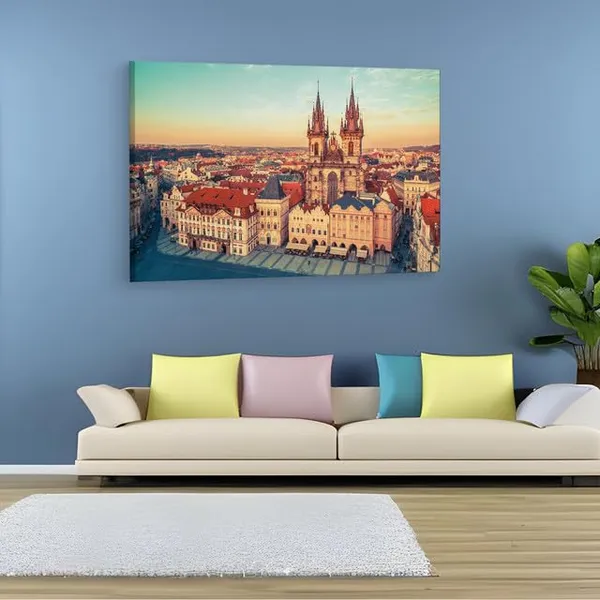 Multicolor_Church_Of_Our_Lady_Be|_Fore_T?N,_Wooden_Framed_Canvas_Paintings_|_For_Home_Decor_|_Bedroom,_Living_Room,Wall_Decoration_|_Wall_Art_Painting,_Ct0550,_Size_16_X_24_In
