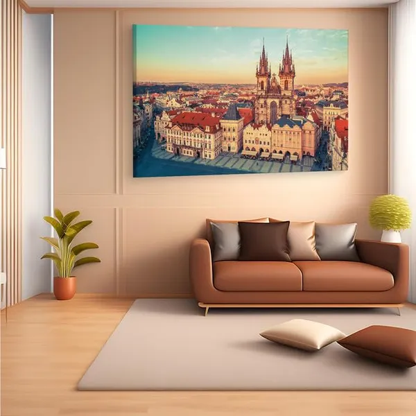 Multicolor_Church_Of_Our_Lady_Be|_Fore_T?N,_Wooden_Framed_Canvas_Paintings_|_For_Home_Decor_|_Bedroom,_Living_Room,Wall_Decoration_|_Wall_Art_Painting,_Ct0550,_Size_16_X_24_In