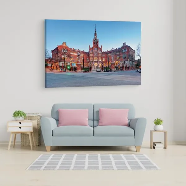 Multicolor_Recinte_Modernista_De_Sant_Pau,_Wooden_Framed_Canvas_Paintings_|_For_Home_Decor_|_Bedroom,_Living_Room,Wall_Decoration_|_Wall_Art_Painting,_Ct0555,_Size_16_X_24_In