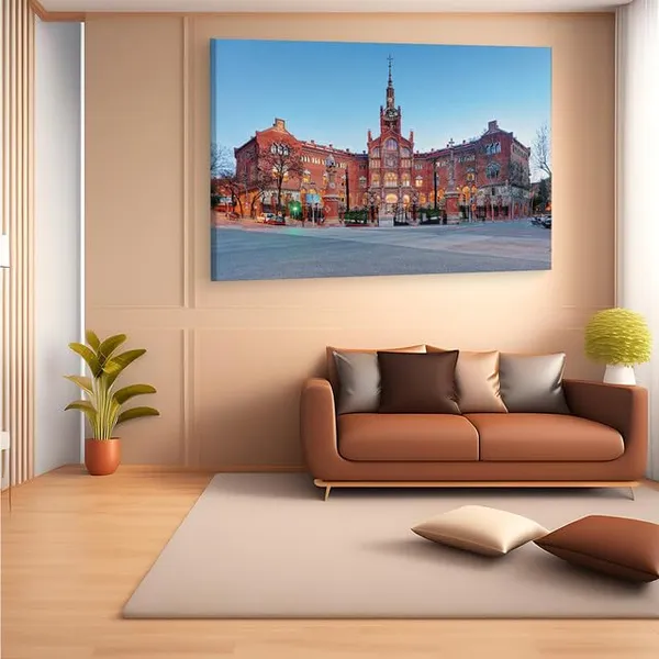 Multicolor_Recinte_Modernista_De_Sant_Pau,_Wooden_Framed_Canvas_Paintings_|_For_Home_Decor_|_Bedroom,_Living_Room,Wall_Decoration_|_Wall_Art_Painting,_Ct0555,_Size_16_X_24_In