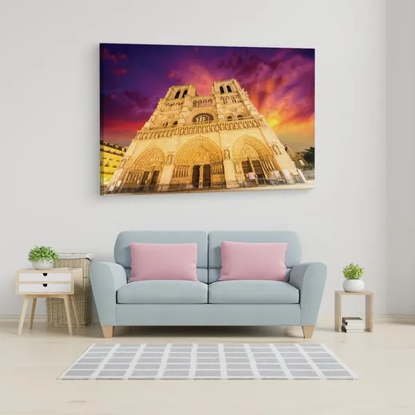 Multicolor_Cathodrale_Notre-Dame_De_Paris,_Wooden_Framed_Canvas_Paitings_|_For_Home_Decor_|_Bedroom,_Living_Room,Wall_Decoration_|_Wall_Art_Painting,_Ct0570,_Size_16_X_24_In