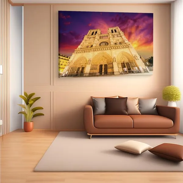 Multicolor_Cathodrale_Notre-Dame_De_Paris,_Wooden_Framed_Canvas_Paitings_|_For_Home_Decor_|_Bedroom,_Living_Room,Wall_Decoration_|_Wall_Art_Painting,_Ct0570,_Size_16_X_24_In