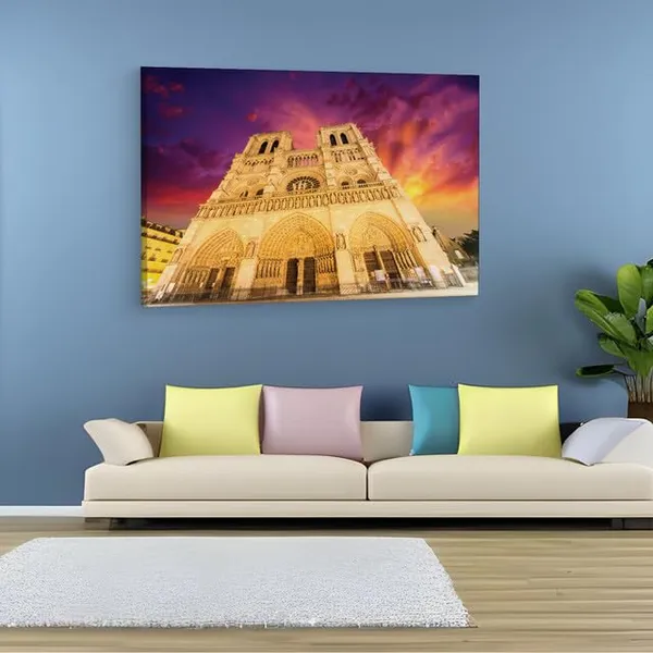 Multicolor_Cathodrale_Notre-Dame_De_Paris,_Wooden_Framed_Canvas_Paitings_|_For_Home_Decor_|_Bedroom,_Living_Room,Wall_Decoration_|_Wall_Art_Painting,_Ct0570,_Size_16_X_24_In