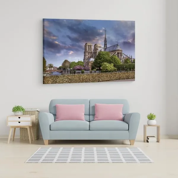 Multicolor_Cathodrale_Notre-Dame_De_Paris,_Wooden_Framed_Canvas_Paintings_|_For_Home_Decor_|_Bedroom,_Living_Room,Wall_Decoration_|_Wall_Art_Painting,_Ct0583,_Size_16_X_24_In