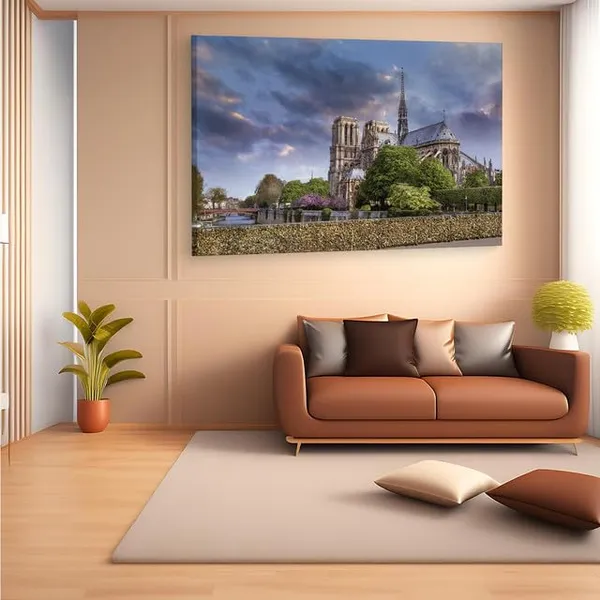 Multicolor_Cathodrale_Notre-Dame_De_Paris,_Wooden_Framed_Canvas_Paintings_|_For_Home_Decor_|_Bedroom,_Living_Room,Wall_Decoration_|_Wall_Art_Painting,_Ct0583,_Size_16_X_24_In