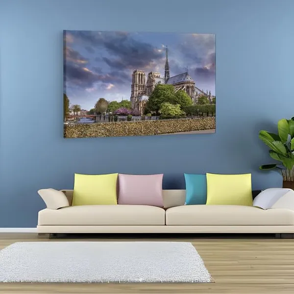 Multicolor_Cathodrale_Notre-Dame_De_Paris,_Wooden_Framed_Canvas_Paintings_|_For_Home_Decor_|_Bedroom,_Living_Room,Wall_Decoration_|_Wall_Art_Painting,_Ct0583,_Size_16_X_24_In