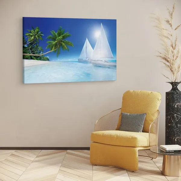 Multicolor_Summer_Tropical_Beach_Paradise,_Wooden_Framed_Canvas_Paintings_|_For_Home_Decor_|_Bedroom,_Living_Room,Wall_Decoration_|_Wall_Art_Painting,_Ct0602,_Size_16_X_24_In